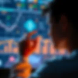A person looking at a chart showing a decline in cryptocurrency values, with symbols of AI technology in the background, indicating a shift in investment interests.