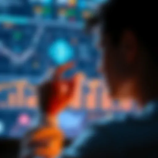 A person looking at a chart showing a decline in cryptocurrency values, with symbols of AI technology in the background, indicating a shift in investment interests.