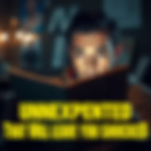 A person looking surprised while reading an article with bold text revealing unexpected facts