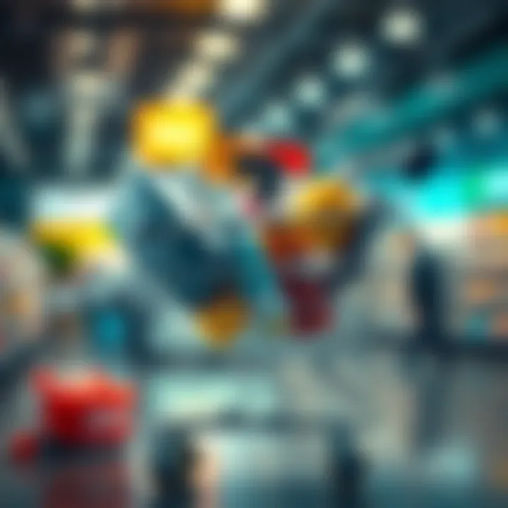 A shopping cart filled with various products, symbolizing the purchasing process.