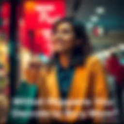 A person looking satisfied while holding shopping bags