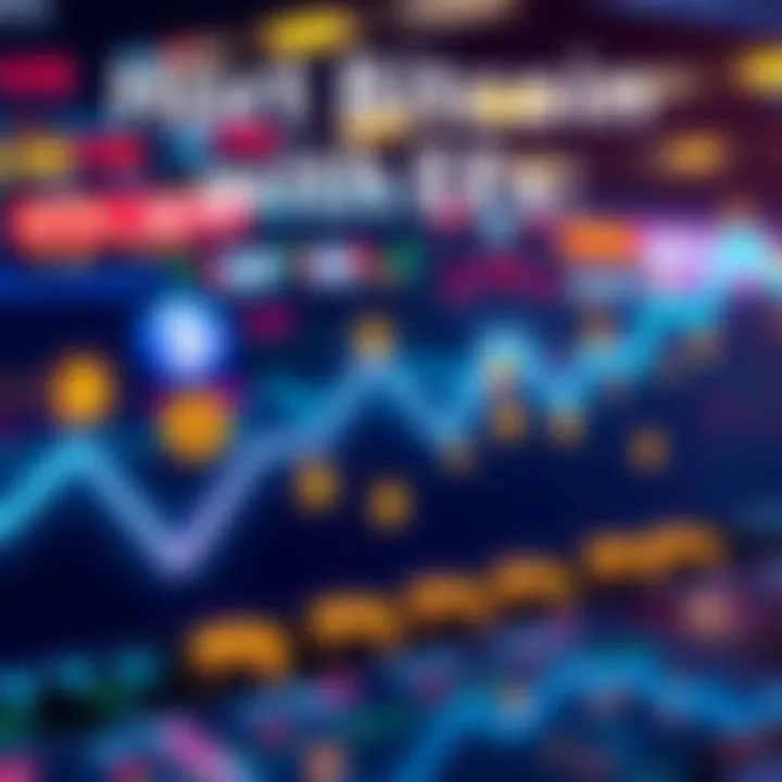 A graphic showing a downward trend line with Bitcoin symbols and ETF icons, representing shorting Bitcoin through leveraged ETFs.