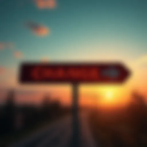 A road sign pointing in different directions, symbolizing upcoming changes in society and the economy.