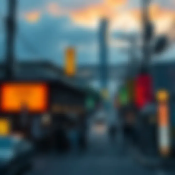 Various signs showing transformation in society and environment, like urban development and nature revitalization.