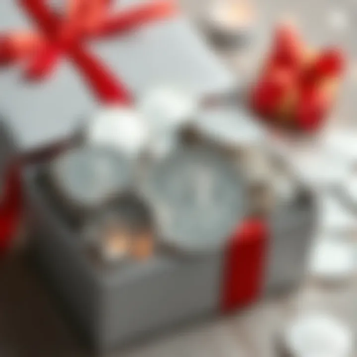 A collection of silver coins arranged neatly in a gift box, showcasing their shine and quality.