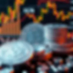 Silver Prices and Market Factors A visual representation of silver coins with a backdrop illustrating inflation trends, interest rates, and industrial demand indicators.