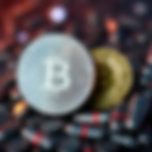 A silver coin placed beside a Bitcoin, representing the relationship between silver and cryptocurrency in 2026.