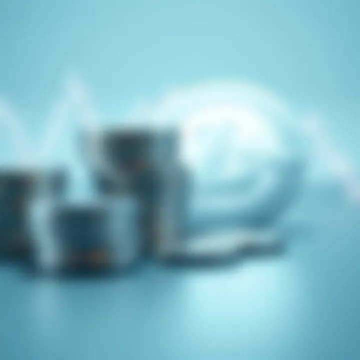 Silver Coins and Litecoin A stack of silver coins with a Litecoin logo in the background symbolizing investment growth.
