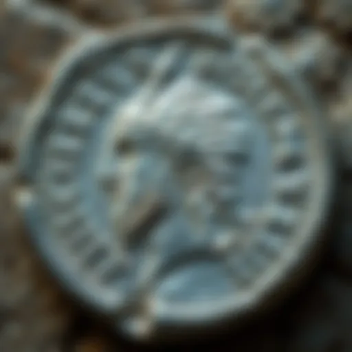 A close-up view of a silver drachm featuring the image of King Ariarathes IV, showcasing its detailed design and inscriptions.