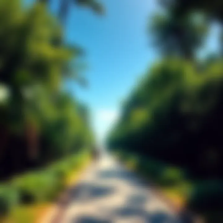 A person walking along a clear, straight path surrounded by lush greenery, symbolizing simplicity leading to success.