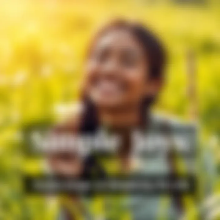 A person enjoying a peaceful moment in nature, smiling while holding a flower, surrounded by green grass and sunshine.