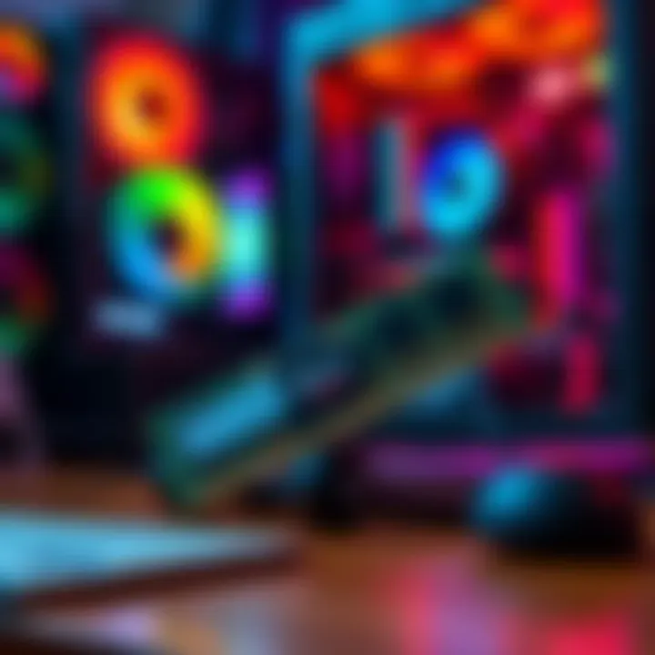 A single 8GB stick of 6000MHz DDR5 RAM placed on a desk next to a computer setup featuring a 9950X processor.