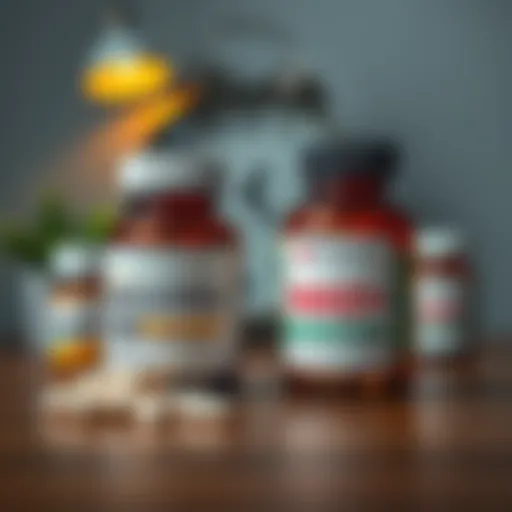 A comparison of Sirolimus and NAD+ supplements on a table, showcasing their packaging and labels, with a clock symbolizing aging in the background.