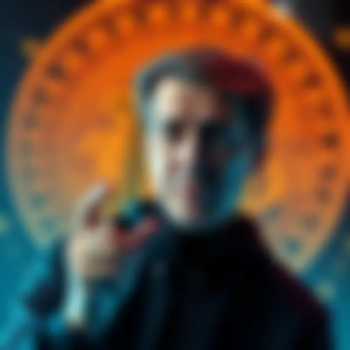 Skeptic Discusses Bitcoin's Future A person with a skeptical expression gestures while talking about Bitcoin, with a Bitcoin logo in the background.