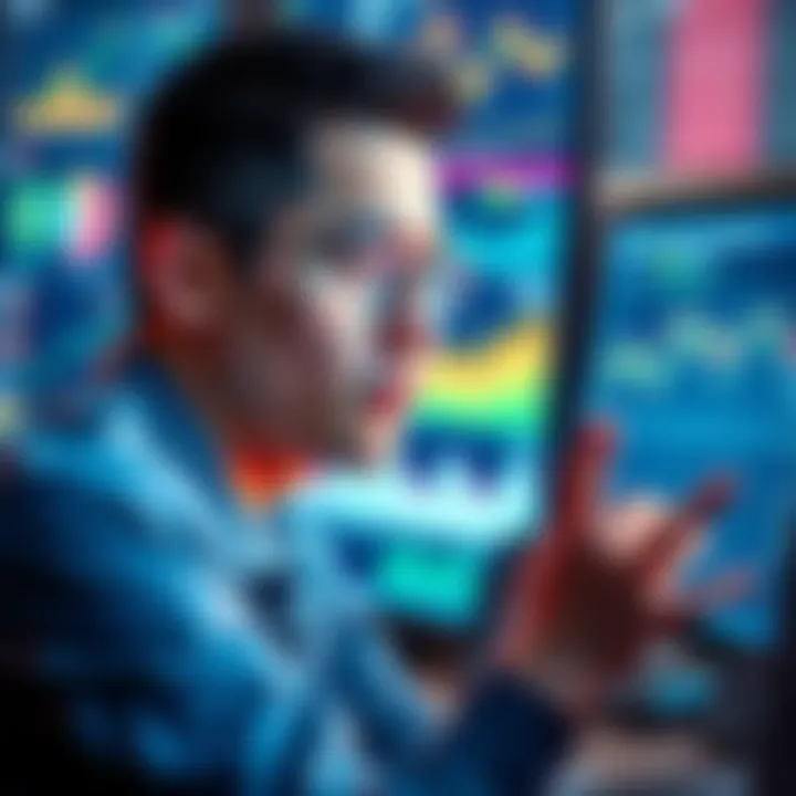 A person looking at a computer screen displaying charts and data related to Internet Computer Protocol, showing signs of skepticism