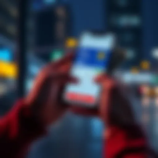 A person holding a smartphone displaying a cryptocurrency exchange app, with cash in hand, indicating a transaction for 3USDC using Skrill.