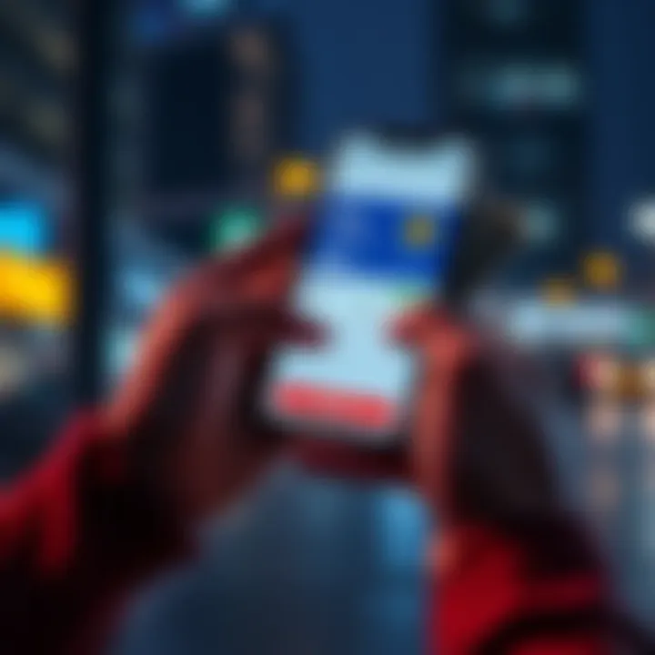 A person holding a smartphone displaying a cryptocurrency exchange app, with cash in hand, indicating a transaction for 3USDC using Skrill.