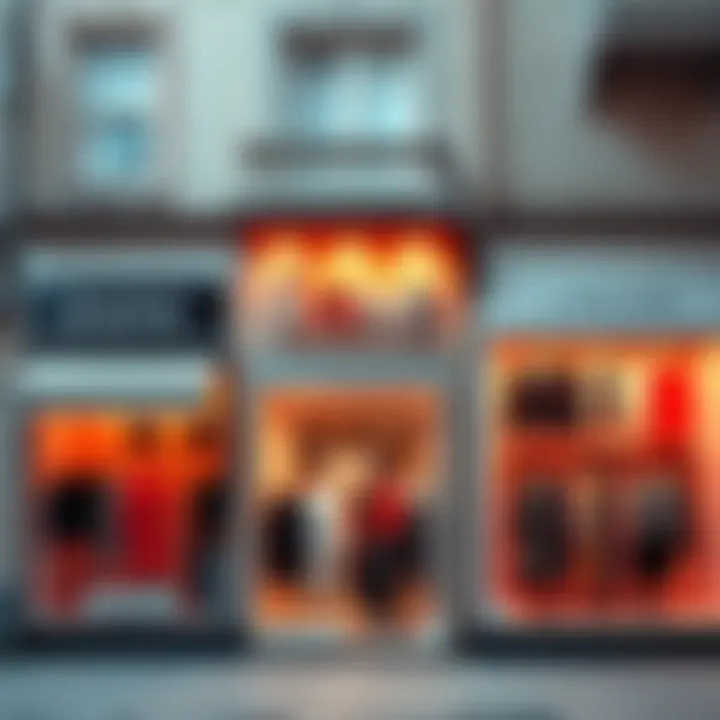 A collage of storefronts showcasing stylish clothing for women with fuller busts in Brampton, Padova, and Lagos.