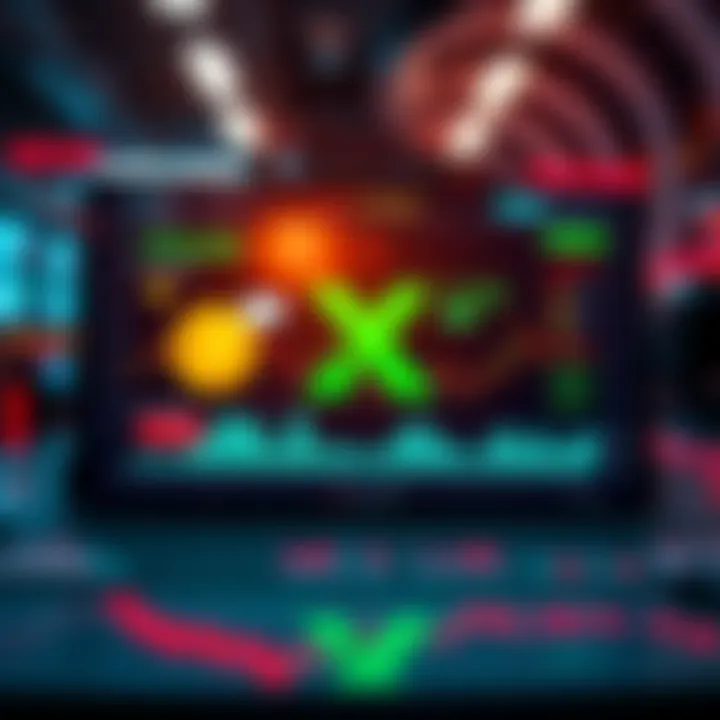 A digital screen displaying cryptocurrency and stock Smart Cashtags on Elon Musk's X platform, symbolizing financial trading