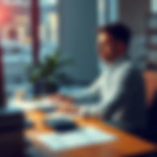 A person sitting at a desk with financial documents and a calculator, discussing SMSF tax matters with an accountant in an office setting