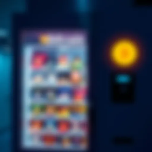 A modern snack machine at MIT Media Lab showing options for snacks with a Bitcoin payment option displayed.