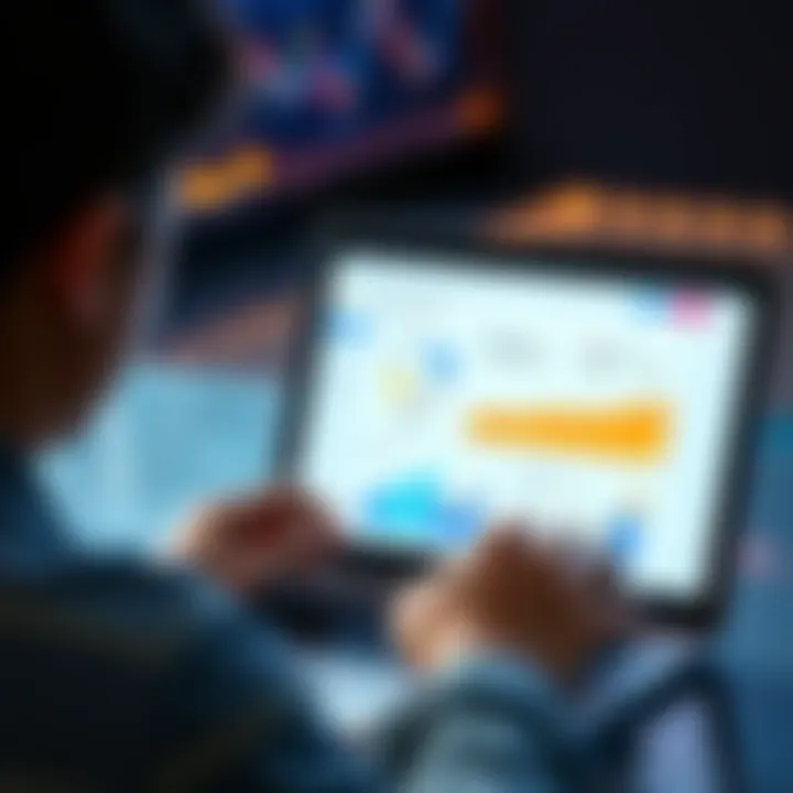 A person examining a digital wallet on a laptop screen showing SOL reclaim tools and graphs outlining account details.