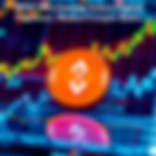 A visual representation of the Solana logo with a digital background showing cryptocurrency growth charts