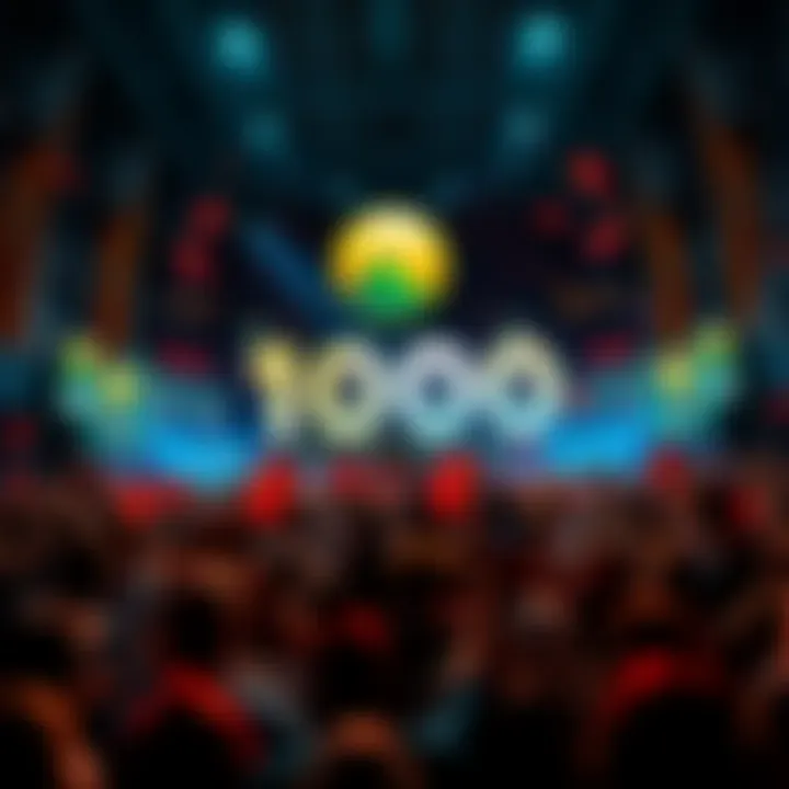 Crowd celebrating a milestone for Solana network, with banners and digital displays showcasing achievements in fast transactions and blockchain growth.