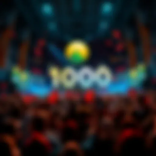 Celebrating Solana's 1000 Epochs Crowd celebrating a milestone for Solana network, with banners and digital displays showcasing achievements in fast transactions and blockchain growth.