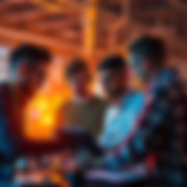 A group of developers collaborating on a project that combines AI technology with Solana blockchain applications