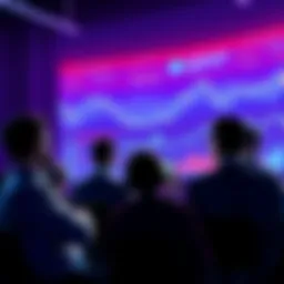 A group of people discussing the decentralization of Solana and Ethereum with charts and graphs on a screen