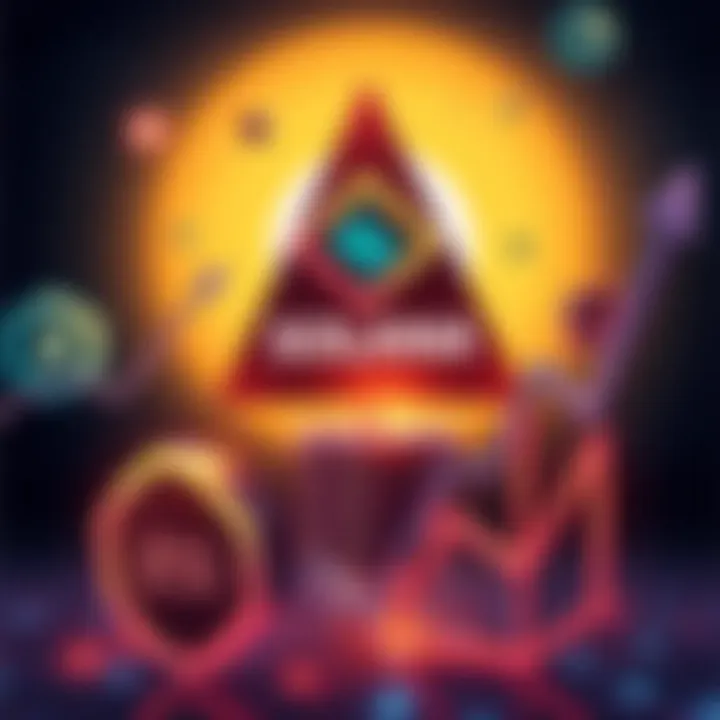 Illustration showing Solana's logo with a graph rising to signify over 10 billion transactions in a quarter, symbolizing growth in the blockchain space.