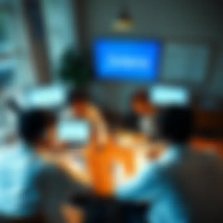 A group of people collaborating on laptops with Solana logos on the screens, surrounded by notes and coffee cups, in a cozy study environment.