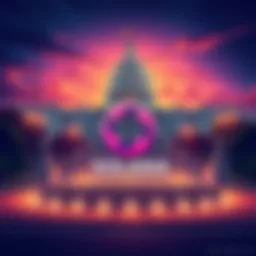 An illustration showing the Solana logo with a backdrop of government buildings, signifying the recent shutdown decision.