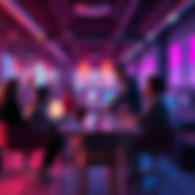 Solana Developers Community A group of developers discussing projects related to Solana, sharing ideas and collaborating in a vibrant workspace.