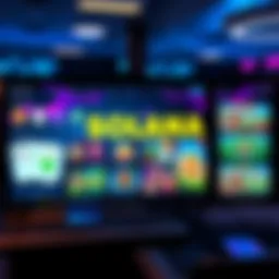 A collection of popular Solana gambling dapps on a digital screen, showing game options and user-friendly interfaces.
