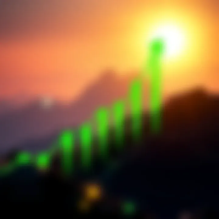 A green upward trend graph representing Solana's growth potential in the crypto market.