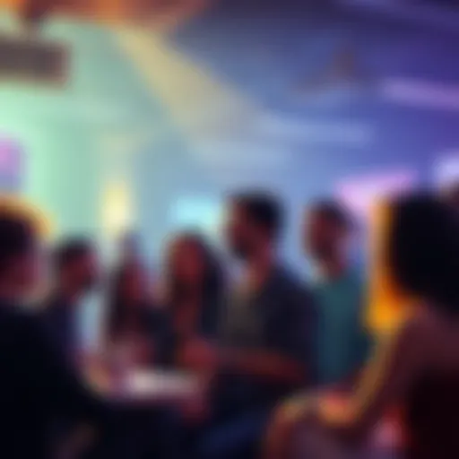 A group of people engaging in discussions about memecoins on Solana, showcasing active participation and enthusiasm.