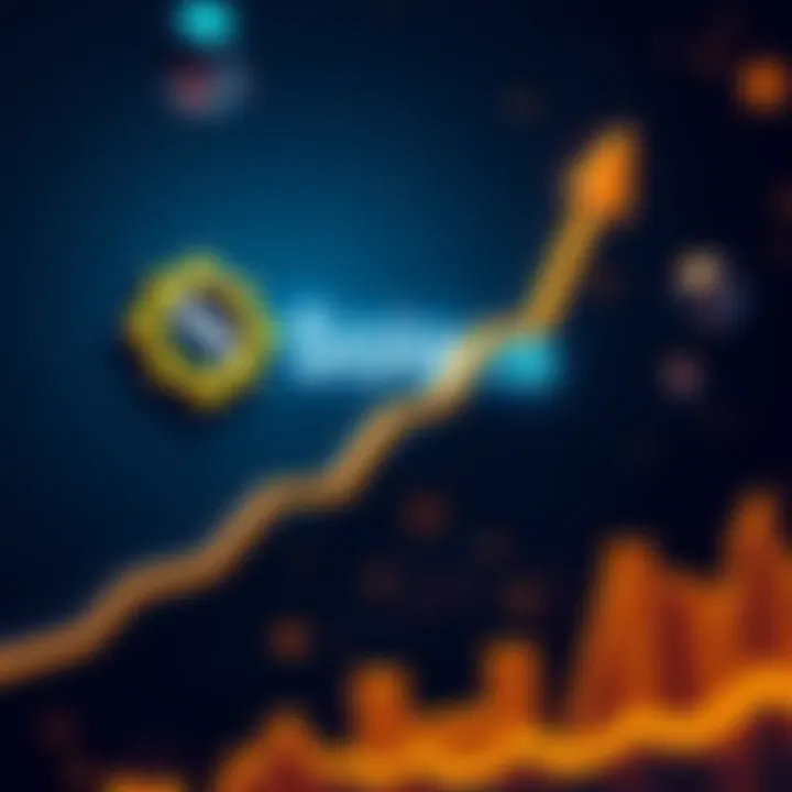 Solana logo with upward trend A visual representation of Solana's logo alongside a rising graph showing stability while Bitcoin declines