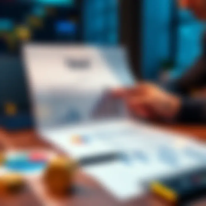 Solana staking tax report A person reviewing tax documents with cryptocurrency symbols and charts on the desk