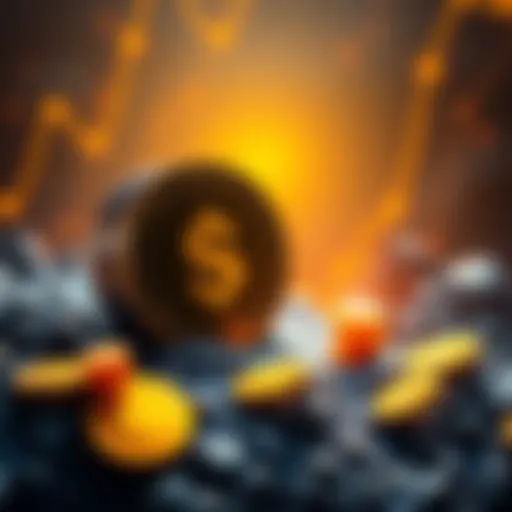 A visual representation of Solana tokens and a goal of $50,000 by 2028, with upward trends in cryptocurrency investment.