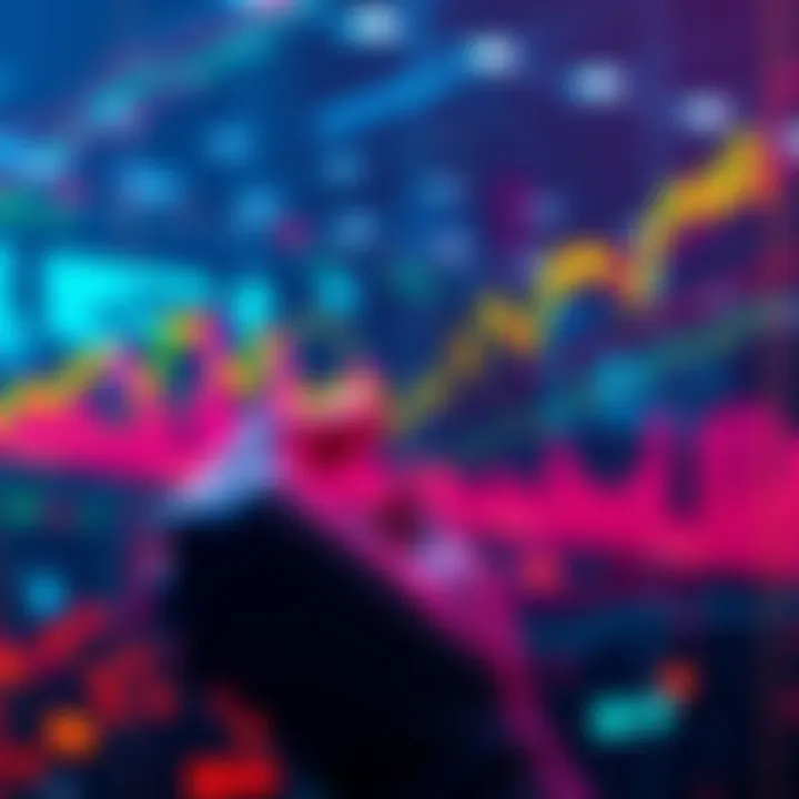 Visual representation of increased trading volume for foreign assets on the Solana platform, showing vibrant graphs and charts indicating capital efficiency and liquidity.