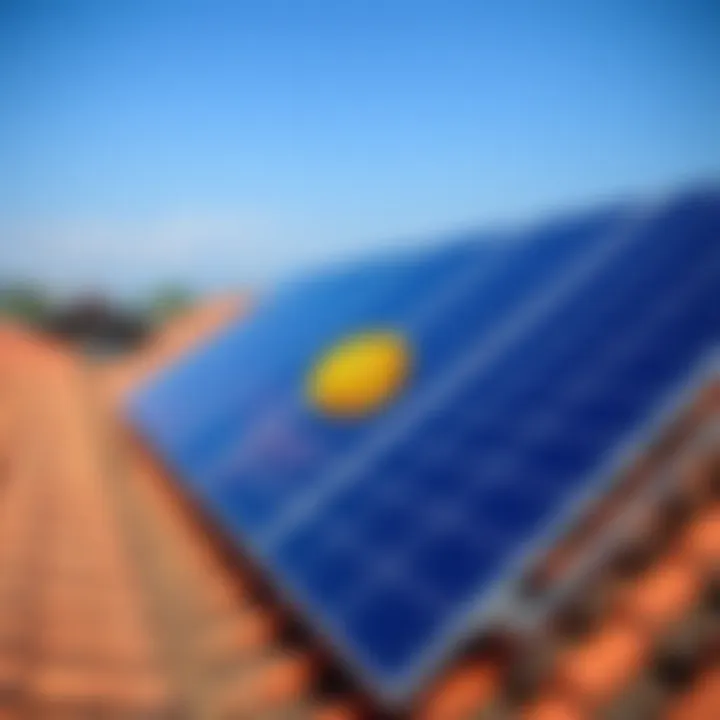 A rooftop with solar panels and the Bitcoin logo illustrating crowdfunding for solar energy projects in South Africa