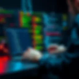 A beginner Solidity developer coding on a laptop, focused on open-source projects. The screen displays code snippets and GitHub repository pages.