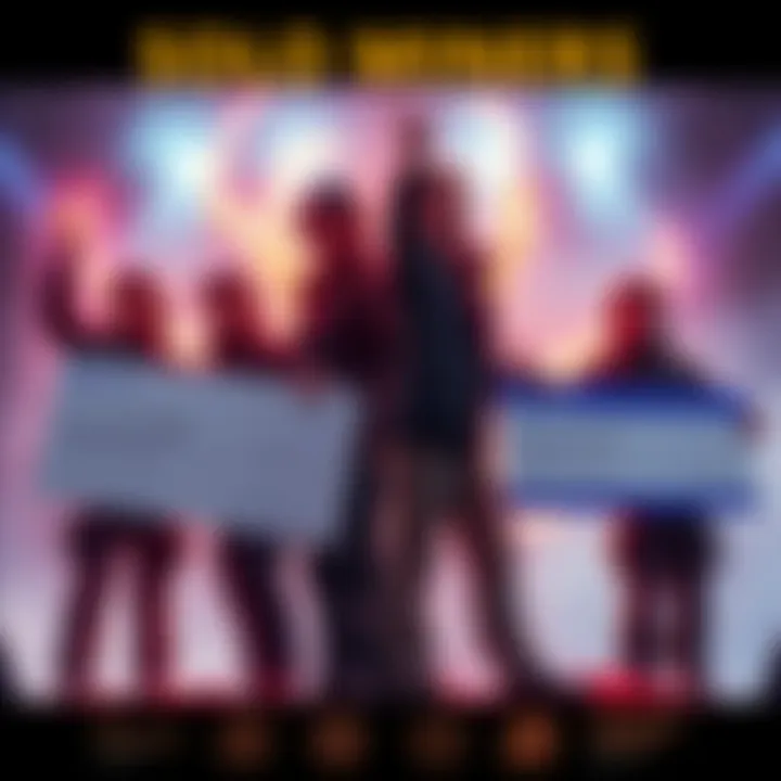 Four solo miners are celebrating as they hold checks symbolizing their $853K earnings and showcase charts of their mining success across different pools.