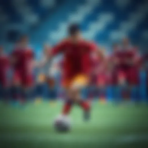 A standout athlete skillfully dribbling a soccer ball while teammates watch in the background, showcasing individual talent in a team setting.