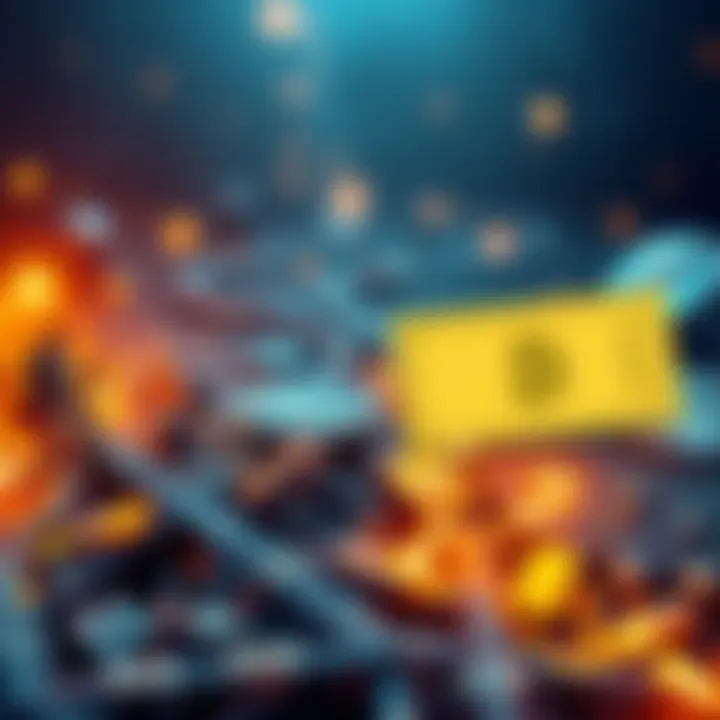 A visual comparison of solo mining and lottery mining in cryptocurrency, featuring two distinct paths with symbols representing each method, like a lone miner on one side and a lottery ticket on the o...