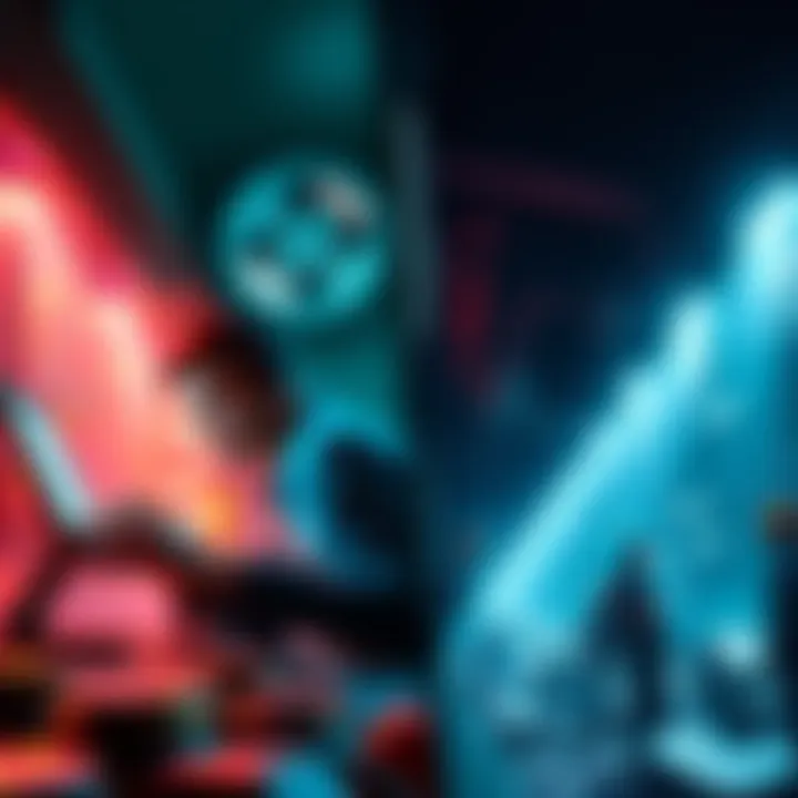 A visual comparison of solo mining and pool mining, showing a miner working alone on one side and a group of miners collaborating on the other side.