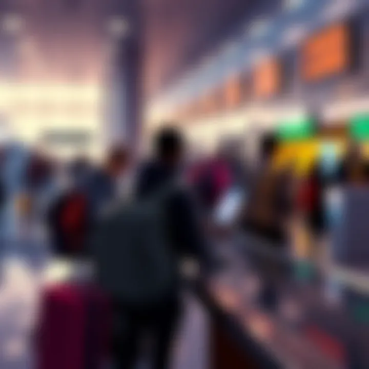 A traveler at an airport customs desk declaring cryptocurrency assets to officials in South Africa