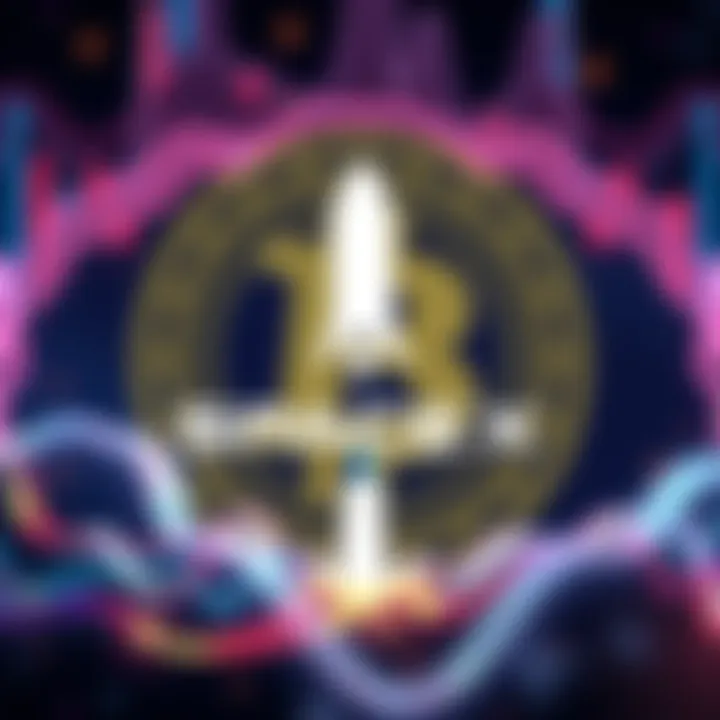 A graphic showing the SpaceX logo with Bitcoin symbols in the background, representing the connection between SpaceX's IPO and Bitcoin prices.
